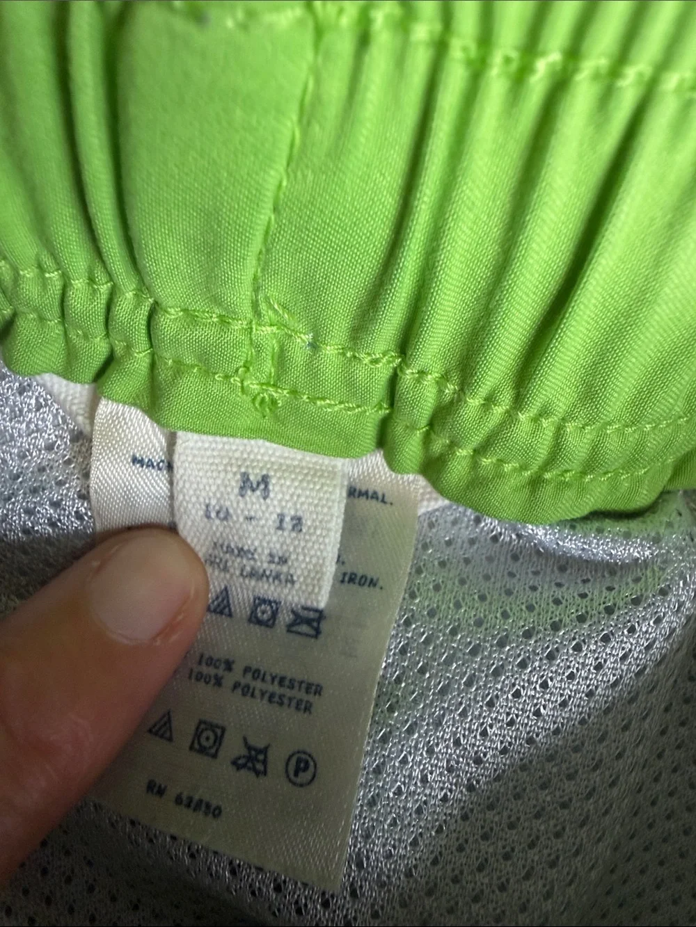 Lands' End Boys Teal Swim Trunks with Lime Waistband